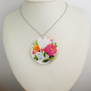 Gyöngyház virág medál acél láncon - ékszer - nyaklánc - medál - Meska.hu