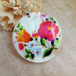 Gyöngyház virág medál acél láncon - ékszer - nyaklánc - medál - Meska.hu