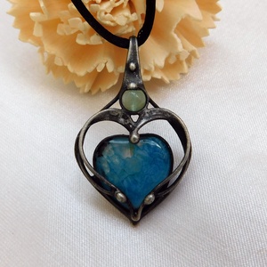 Ónix - kristály medál aventurinnal - ékszer - nyaklánc - medál - Meska.hu