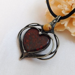 Breccsa jáspis medál mokka jáspissal - ékszer - nyaklánc - medálos nyaklánc - Meska.hu