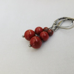 Vörös jáspis fülbevaló - ékszer - fülbevaló - lógó fülbevaló - Meska.hu