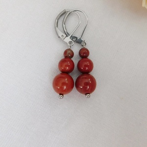 Vörös jáspis fülbevaló - ékszer - fülbevaló - lógó fülbevaló - Meska.hu
