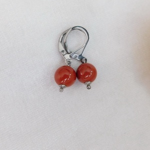 Vörös jáspis fülbevaló - ékszer - fülbevaló - lógó fülbevaló - Meska.hu