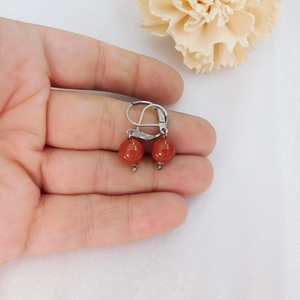 Vörös jáspis fülbevaló - ékszer - fülbevaló - lógó fülbevaló - Meska.hu