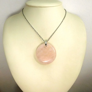 Rózsakvarc medál acél láncon - ékszer - nyaklánc - medál - Meska.hu