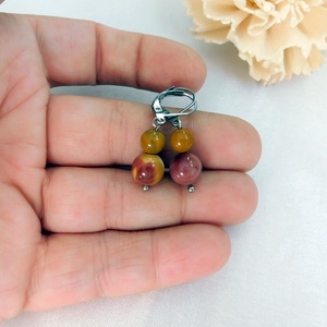 Mokka jáspis fülbevaló - ékszer - fülbevaló - lógó fülbevaló - Meska.hu