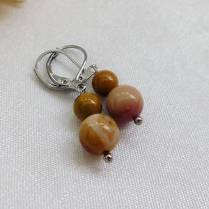 Mokka jáspis fülbevaló - ékszer - fülbevaló - lógó fülbevaló - Meska.hu