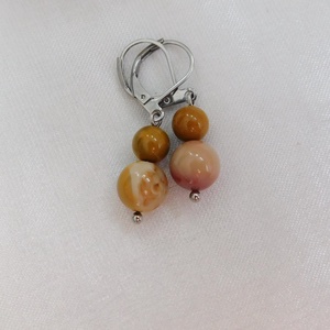 Mokka jáspis fülbevaló - ékszer - fülbevaló - lógó fülbevaló - Meska.hu