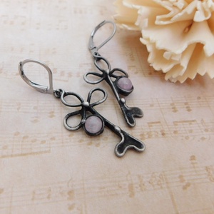 Kunzit fülbevaló, Ékszer, Fülbevaló, Lógó fülbevaló, Ékszerkészítés, Fémmegmunkálás, MESKA