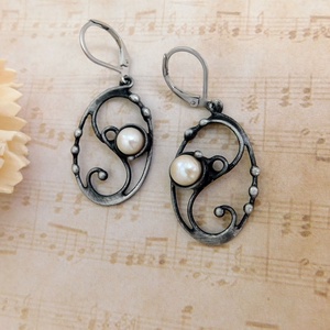 Gyöngy fülbevaló - ékszer - fülbevaló - pötty fülbevaló - Meska.hu