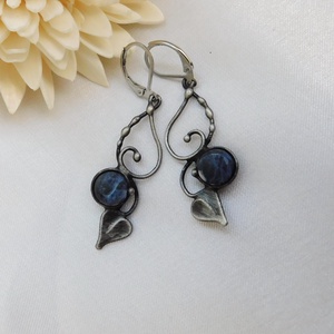 Szodalit fülbevaló - ékszer - fülbevaló - lógós kerek fülbevaló - Meska.hu