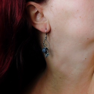 Szodalit fülbevaló - ékszer - fülbevaló - lógós kerek fülbevaló - Meska.hu