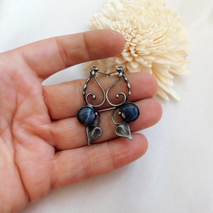 Szodalit fülbevaló - ékszer - fülbevaló - lógós kerek fülbevaló - Meska.hu