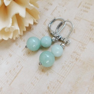 Amazonit fülbevaló - ékszer - fülbevaló - lógó fülbevaló - Meska.hu