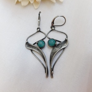 Amazonit fülbevaló - ékszer - fülbevaló - lógó fülbevaló - Meska.hu