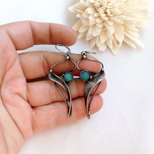 Amazonit fülbevaló - ékszer - fülbevaló - lógó fülbevaló - Meska.hu