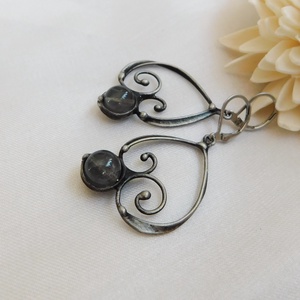 Labradorit fülbevaló, Ékszer, Fülbevaló, Lógó fülbevaló, Ékszerkészítés, Fémmegmunkálás, MESKA