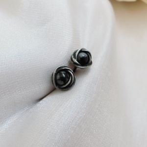 Bedugós hópehely obszidián fülbevaló - ékszer - fülbevaló - lógó fülbevaló - Meska.hu