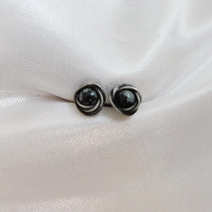 Bedugós hópehely obszidián fülbevaló - ékszer - fülbevaló - lógó fülbevaló - Meska.hu