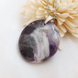 Ametiszt medál acél láncon - Meska.hu