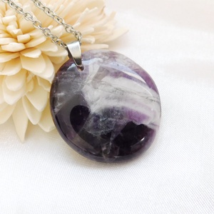 Ametiszt medál acél láncon - ékszer - nyaklánc - medál - Meska.hu
