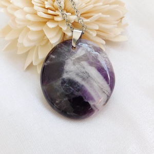 Ametiszt medál acél láncon - ékszer - nyaklánc - medál - Meska.hu