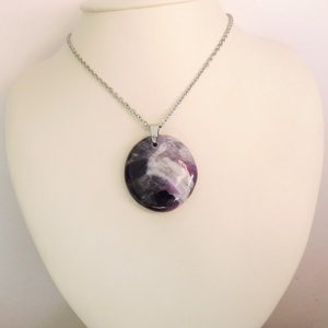 Ametiszt medál acél láncon - ékszer - nyaklánc - medál - Meska.hu