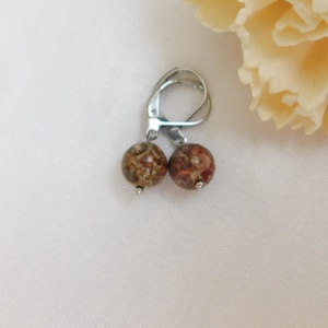 Leopárd jáspis fülbevaló - ékszer - fülbevaló - lógó fülbevaló - Meska.hu