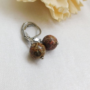 Leopárd jáspis fülbevaló - ékszer - fülbevaló - lógó fülbevaló - Meska.hu