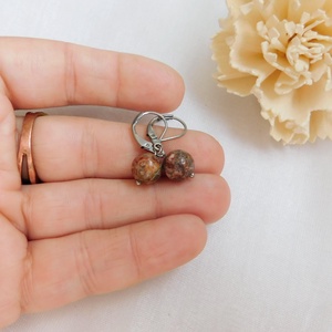 Leopárd jáspis fülbevaló - ékszer - fülbevaló - lógó fülbevaló - Meska.hu