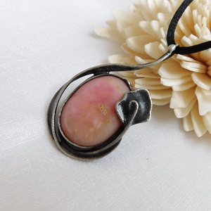 Pink opál - rózsaszín opál medál - ékszer - nyaklánc - medál - Meska.hu