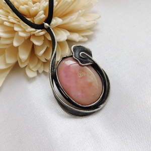 Pink opál - rózsaszín opál medál, Ékszer, Nyaklánc, Medál, Ékszerkészítés, Ötvös, MESKA