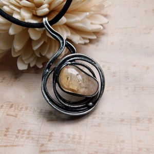 Citrin medál, Ékszer, Nyaklánc, Medálos nyaklánc, Ékszerkészítés, Fémmegmunkálás, MESKA