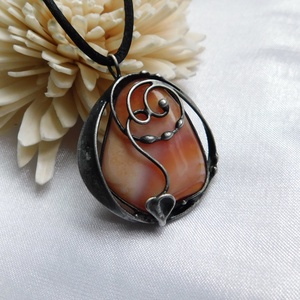 Karneol medál, Ékszer, Nyaklánc, Medálos nyaklánc, Ékszerkészítés, Fémmegmunkálás, MESKA