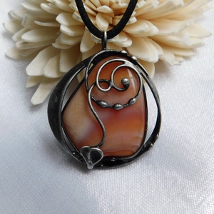 Karneol medál - ékszer - nyaklánc - medálos nyaklánc - Meska.hu