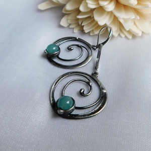 Amazonit fülbevaló, Ékszer, Fülbevaló, Lógó fülbevaló, Ékszerkészítés, Ötvös, MESKA