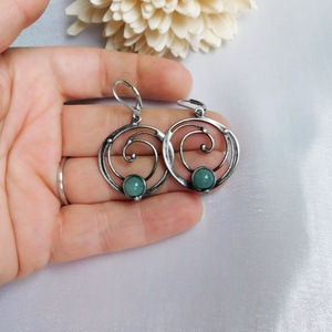 Amazonit fülbevaló - ékszer - fülbevaló - lógó fülbevaló - Meska.hu