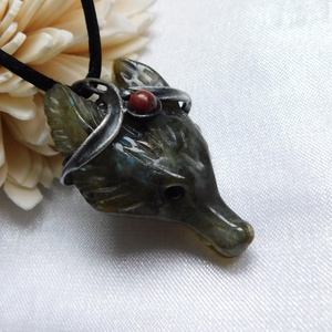 Labradorit farkasfej medál jáspissal, Ékszer, Nyaklánc, Medál, Ékszerkészítés, Fémmegmunkálás, MESKA