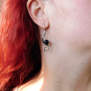 Obszidián fülbevaló - ékszer - fülbevaló - lógó fülbevaló - Meska.hu