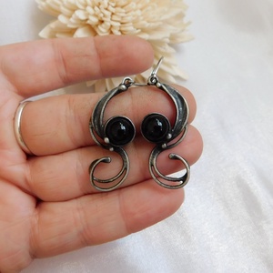 Obszidián fülbevaló - ékszer - fülbevaló - lógó fülbevaló - Meska.hu
