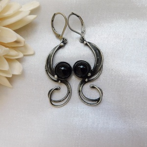 Obszidián fülbevaló - ékszer - fülbevaló - lógó fülbevaló - Meska.hu