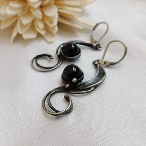 Obszidián fülbevaló, Ékszer, Fülbevaló, Lógó fülbevaló, Ékszerkészítés, Ötvös, MESKA