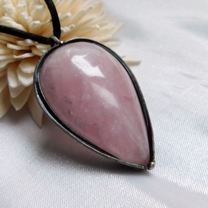 Rózsakvarc medál , Ékszer, Nyaklánc, Medál, Ékszerkészítés, Fémmegmunkálás, MESKA