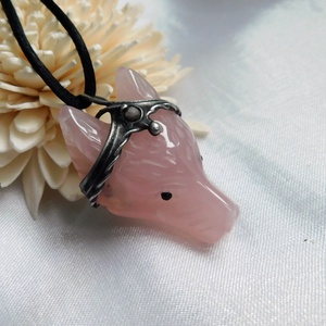 Rózsakvarc farkas nyaklánc rubelittel - ékszer - nyaklánc - medál - Meska.hu