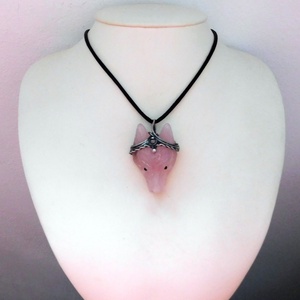 Rózsakvarc farkas nyaklánc rubelittel - ékszer - nyaklánc - medál - Meska.hu