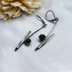 Ónix fülbevaló - ékszer - fülbevaló - lógós kerek fülbevaló - Meska.hu