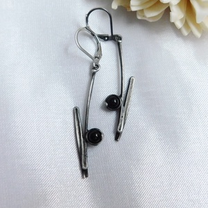 Ónix fülbevaló - ékszer - fülbevaló - lógós kerek fülbevaló - Meska.hu