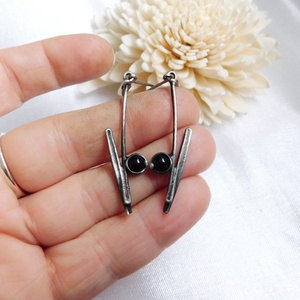 Ónix fülbevaló - ékszer - fülbevaló - lógós kerek fülbevaló - Meska.hu