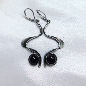 Ónix fülbevaló - ékszer - fülbevaló - lógós kerek fülbevaló - Meska.hu