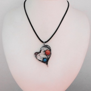 Vörös jáspis szív medál acháttal - ékszer - nyaklánc - medálos nyaklánc - Meska.hu